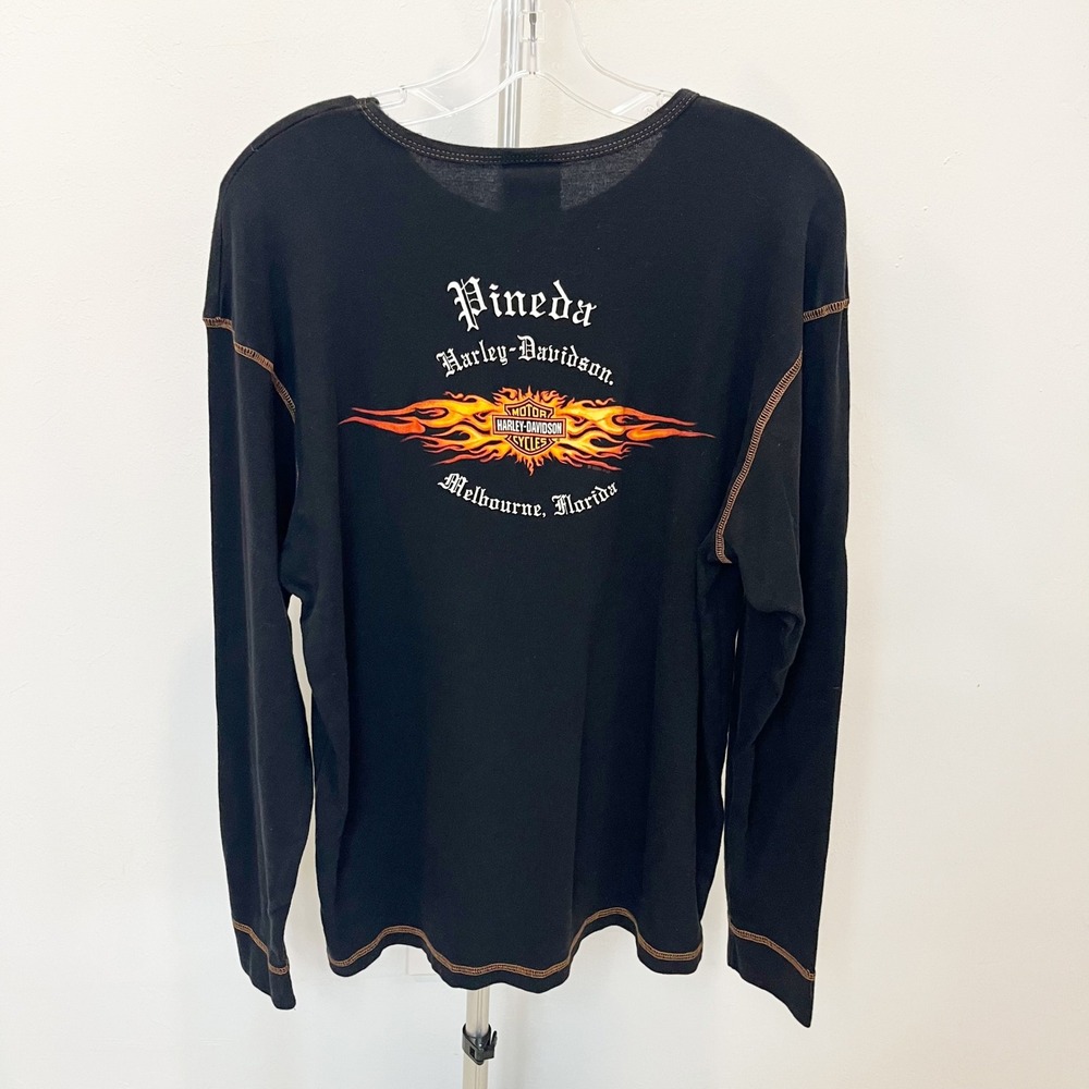 Vintage Harley-Davidson Long Sleeve Tee 90s Y2K Biker Flames USA Made Size Large - Picture 4 of 8
